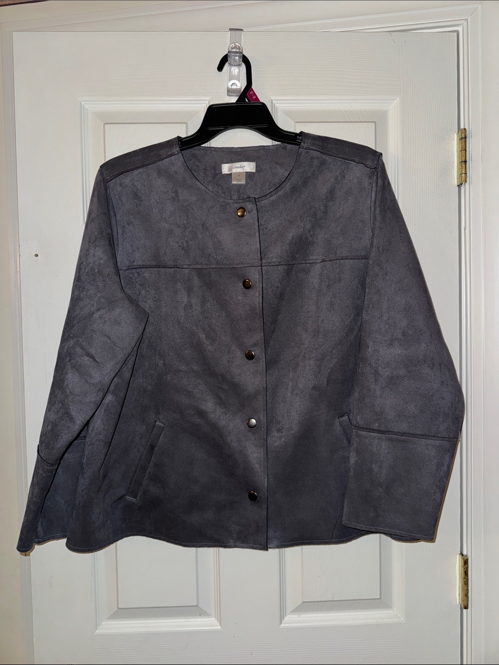 Women's CJ Banks Gray Faux Suede Button-Front Jacket Size 2X